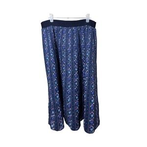 Vitabella Norway Vintage Floral Stripe Maxi Skirt Blue Purple Elastic Waist L